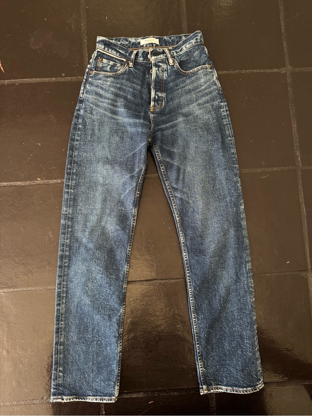 Moussy Selvage Straight-Leg Blue Denim Jeans